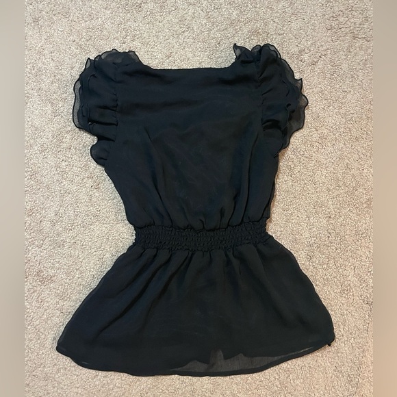 H&M black ruffle peplum top size 2 - Picture 7 of 8